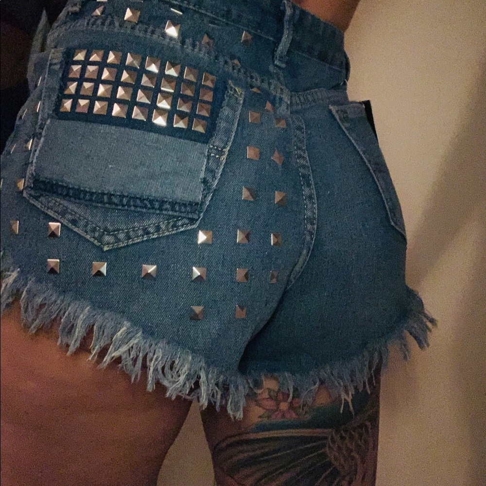 High waisted denim shorts